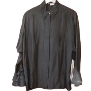 Versus Gianni Versace Vintage Black Ruffle Bell Sleeve Shirt | 44
